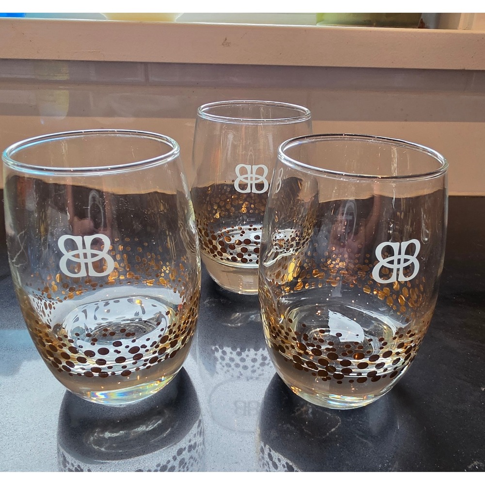 Vintage Baileys Irish Cream Gold Dot Confetti Lowball Rocks Glasses (Set of 3)